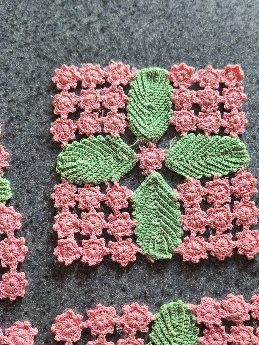 Handmade Crochet Floral & Leaf Coaster Set of 4